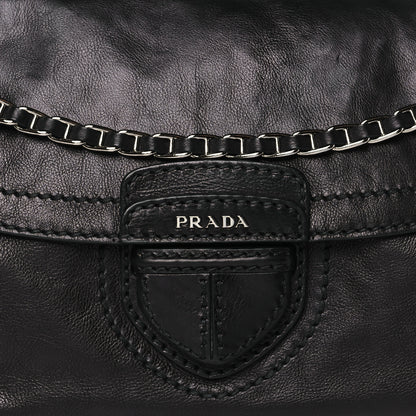 Prada Glace Calf Pushlock Chain Shoulder Bag Black 9 of 12