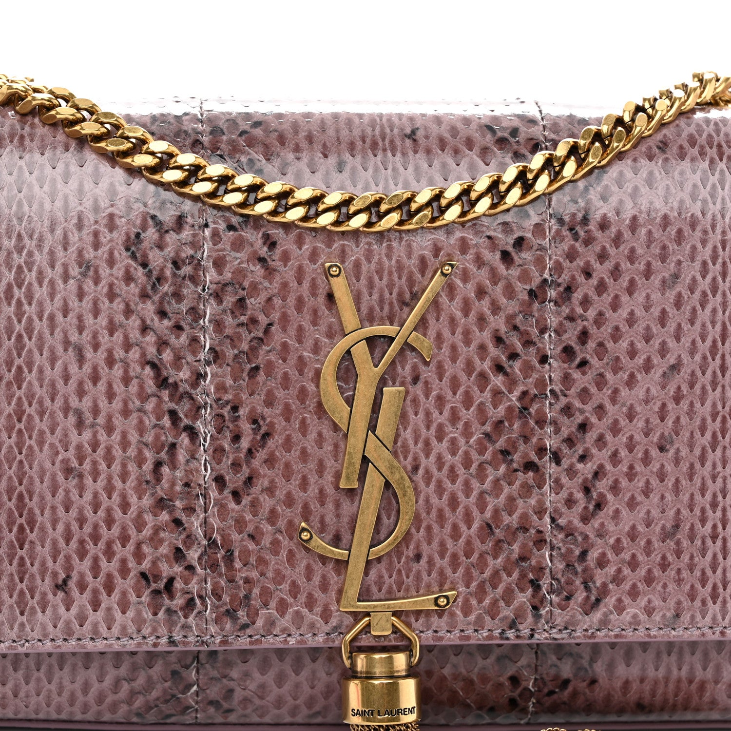 Saint Laurent Snakeskin Small Classic Monogram Kate Tassel Satchel Rose Brown 8 of 11