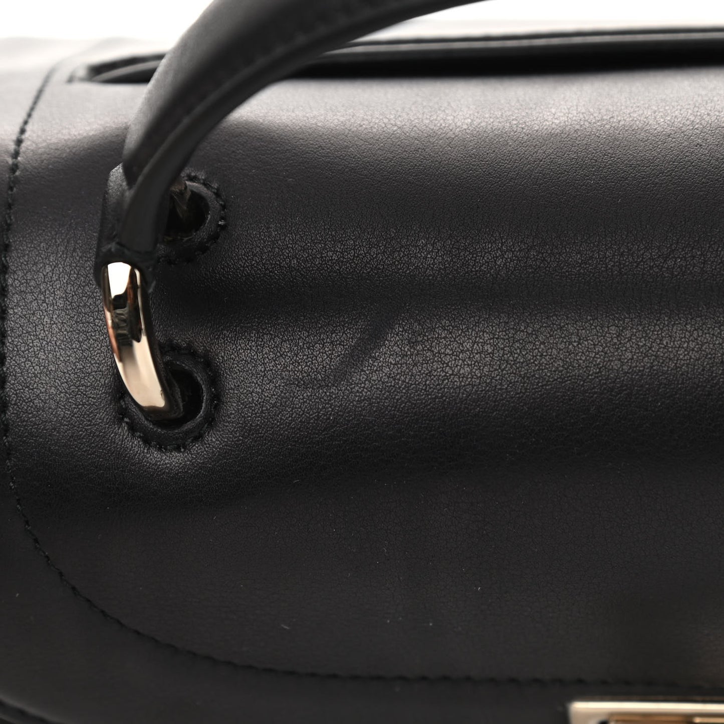 Calfskin Sofia Rainbow Top Handle Bag Black