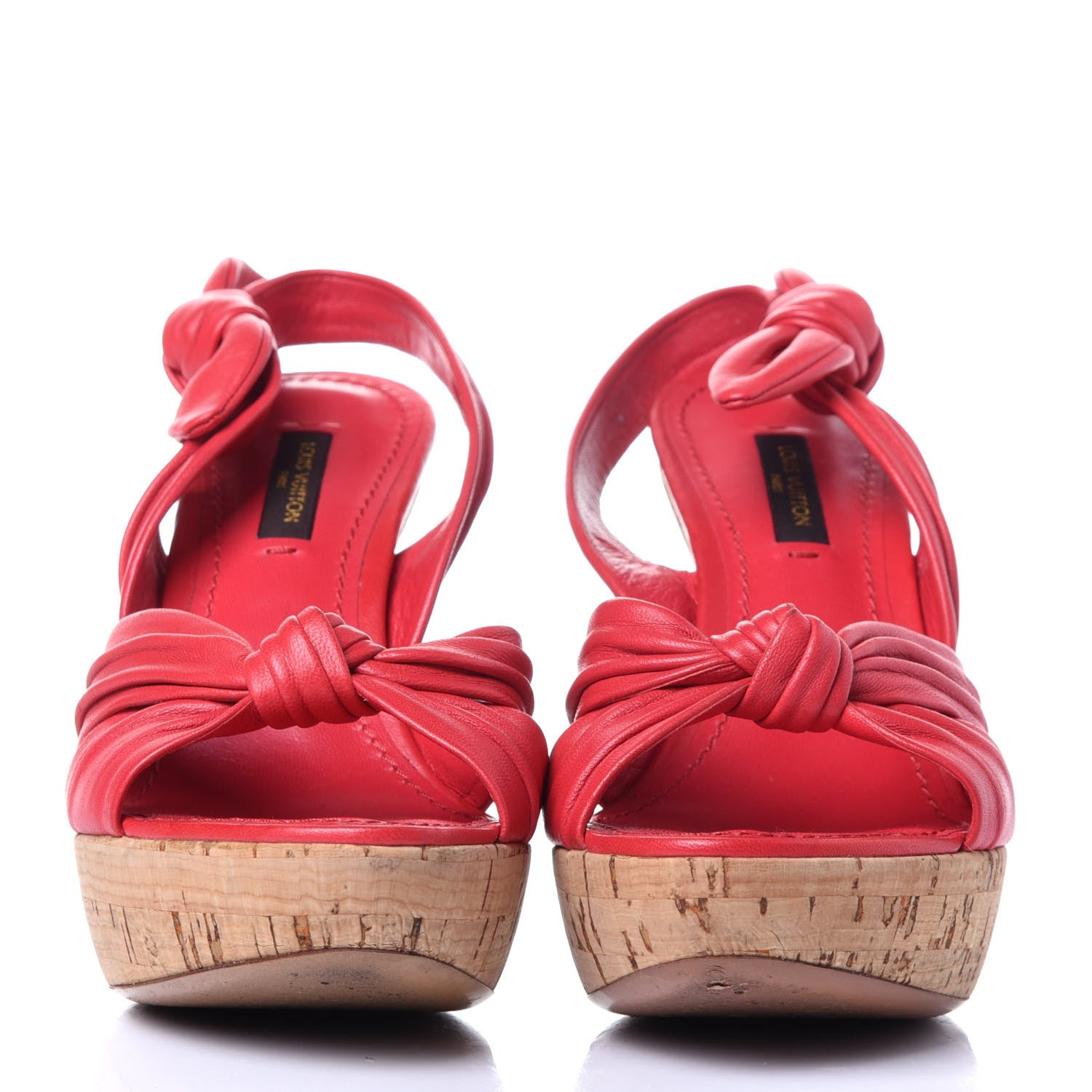 Louis Vuitton Deerskin Cork Porto Cervo Sandals 36 Red 2 of 10