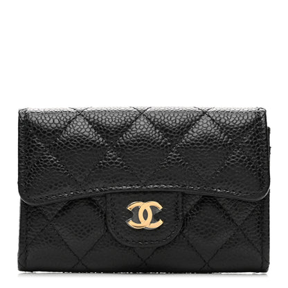 Chanel Caviar Quilted Flap Card Holder Wallet Black 1 of 9