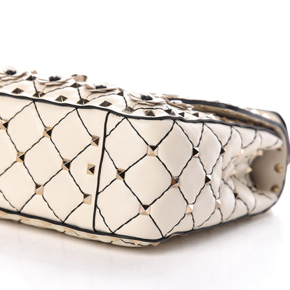Valentino Garavani Lambskin Flower Medium Rockstud Spike Shoulder Bag Ivory 9 of 9