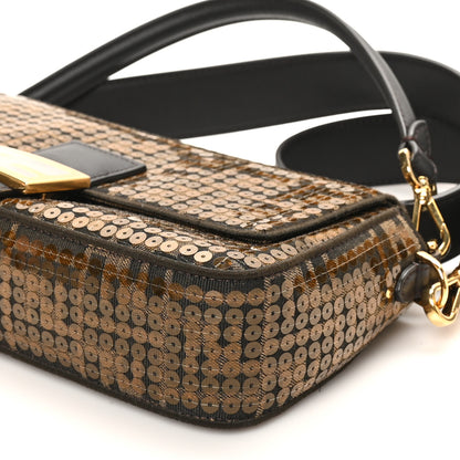 Fendi Fabric Jacquard Paillettes Vitello Seta FF 1974 Baguette Testa di Moro Real Ebano 10 of 10