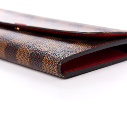 Louis Vuitton Damier Ebene Emilie Wallet Red 7 of 9