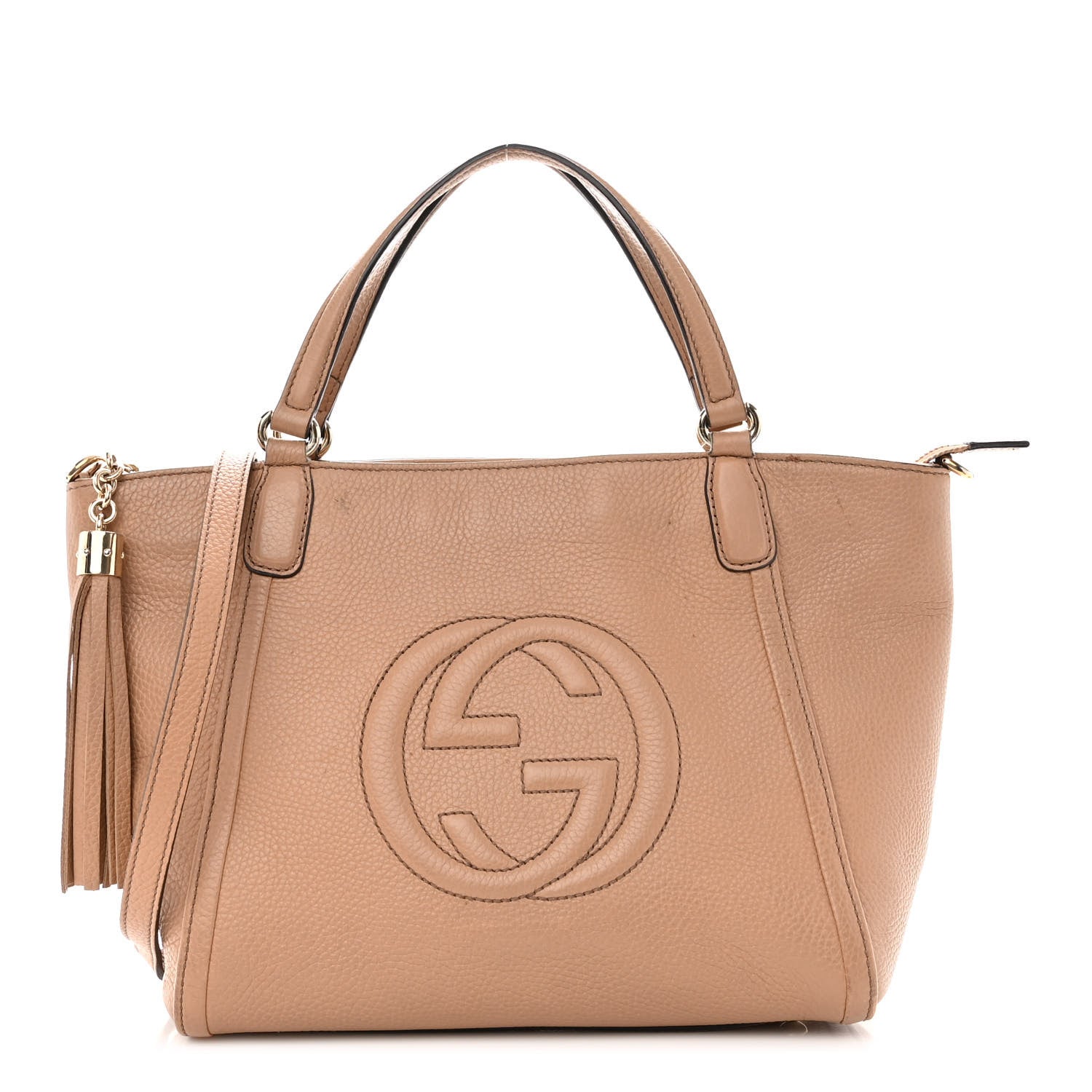 Gucci Pebbled Calfskin Small Soho Top Handle Bag Camelia 1 of 19