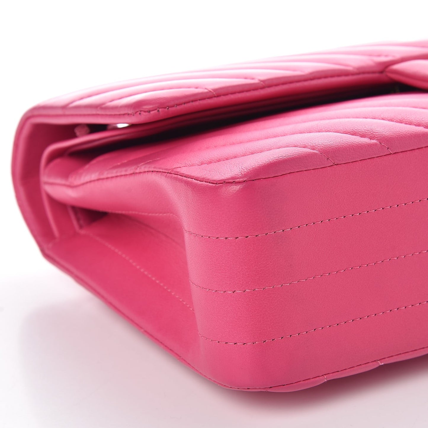 Lambskin Chevron Quilted Medium Double Flap Pink
