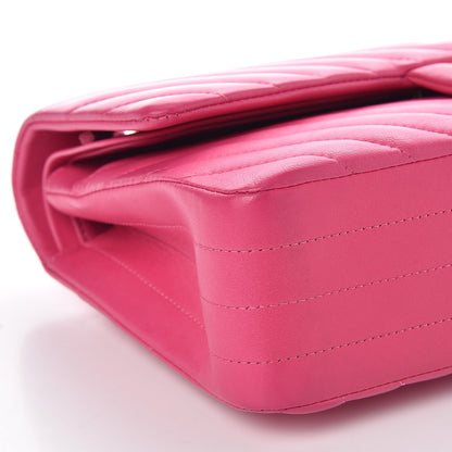 Chanel Lambskin Chevron Quilted Medium Double Flap Pink 12 of 13