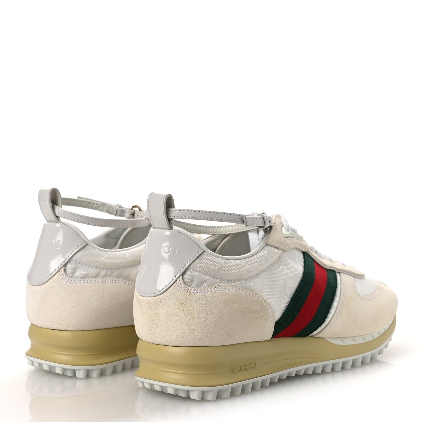 GG Suede Monogram Web Re-Motion Sneakers 37 White
