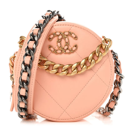 Chanel Lambskin Quilted Chanel 19 Round Clutch With Chain Light Orange 1 of 12