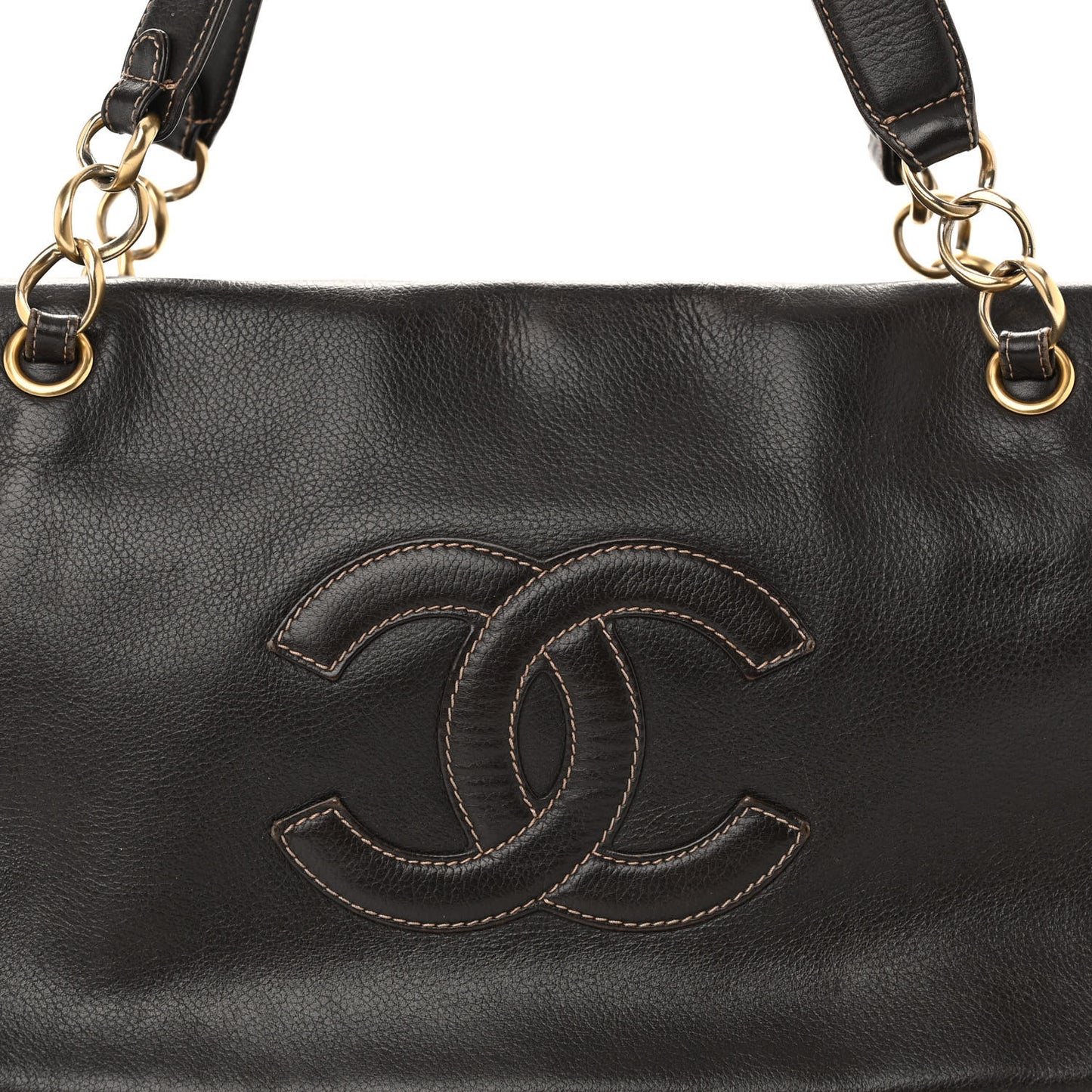 Calfskin CC Shoulder Bag Brown