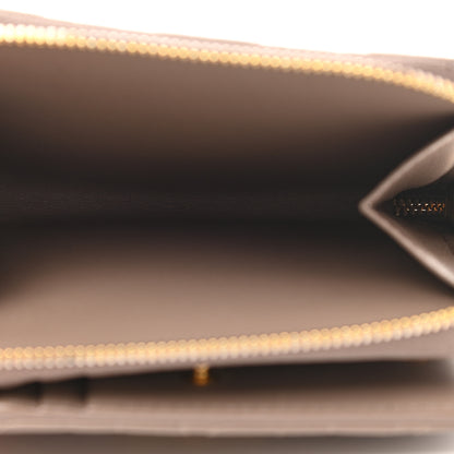 Christian Dior Grained Calfskin Supple Cannage Caro Scarlet Zipped Wallet Taupe 5 of 9