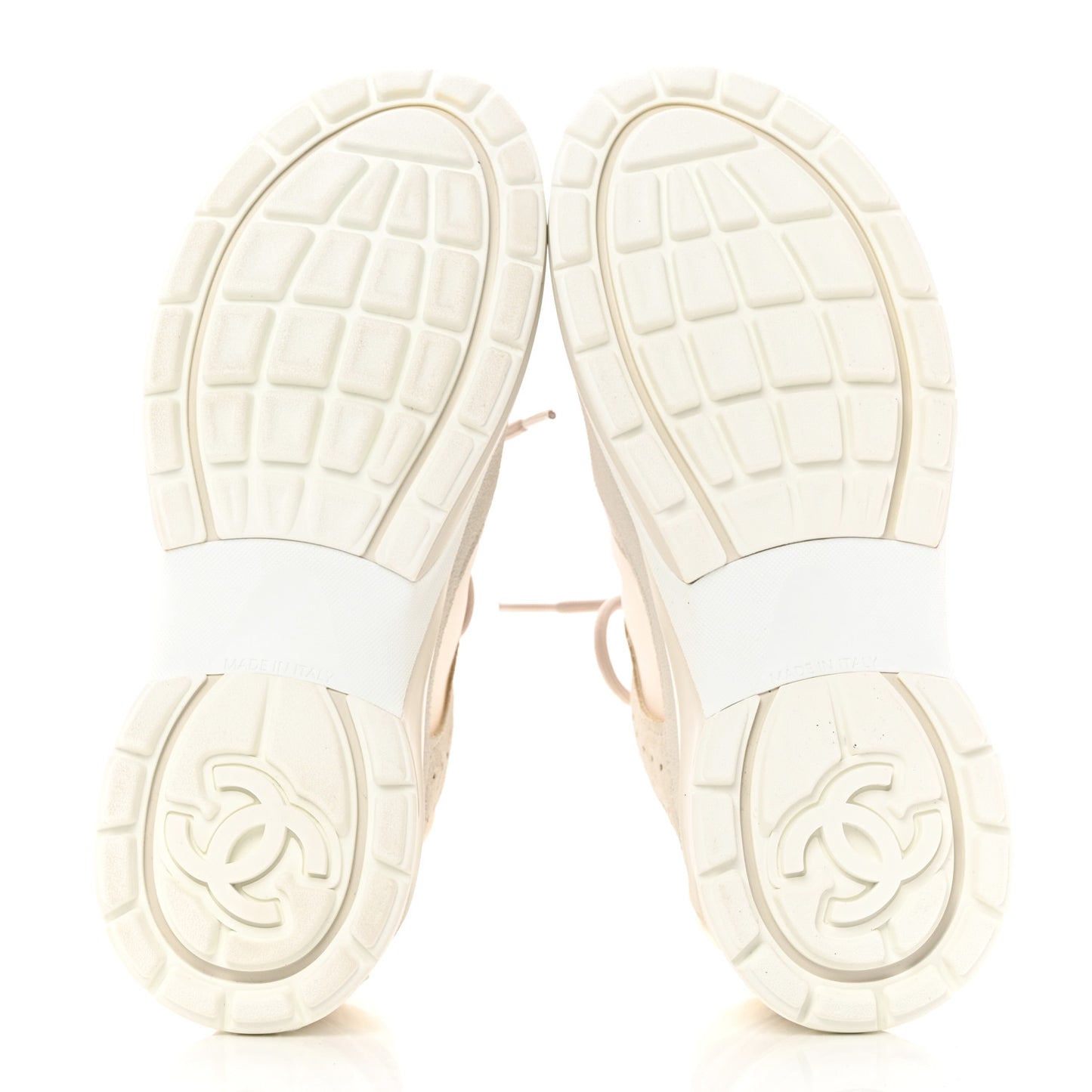 Suede Calfskin Womens CC Sneakers 38 White