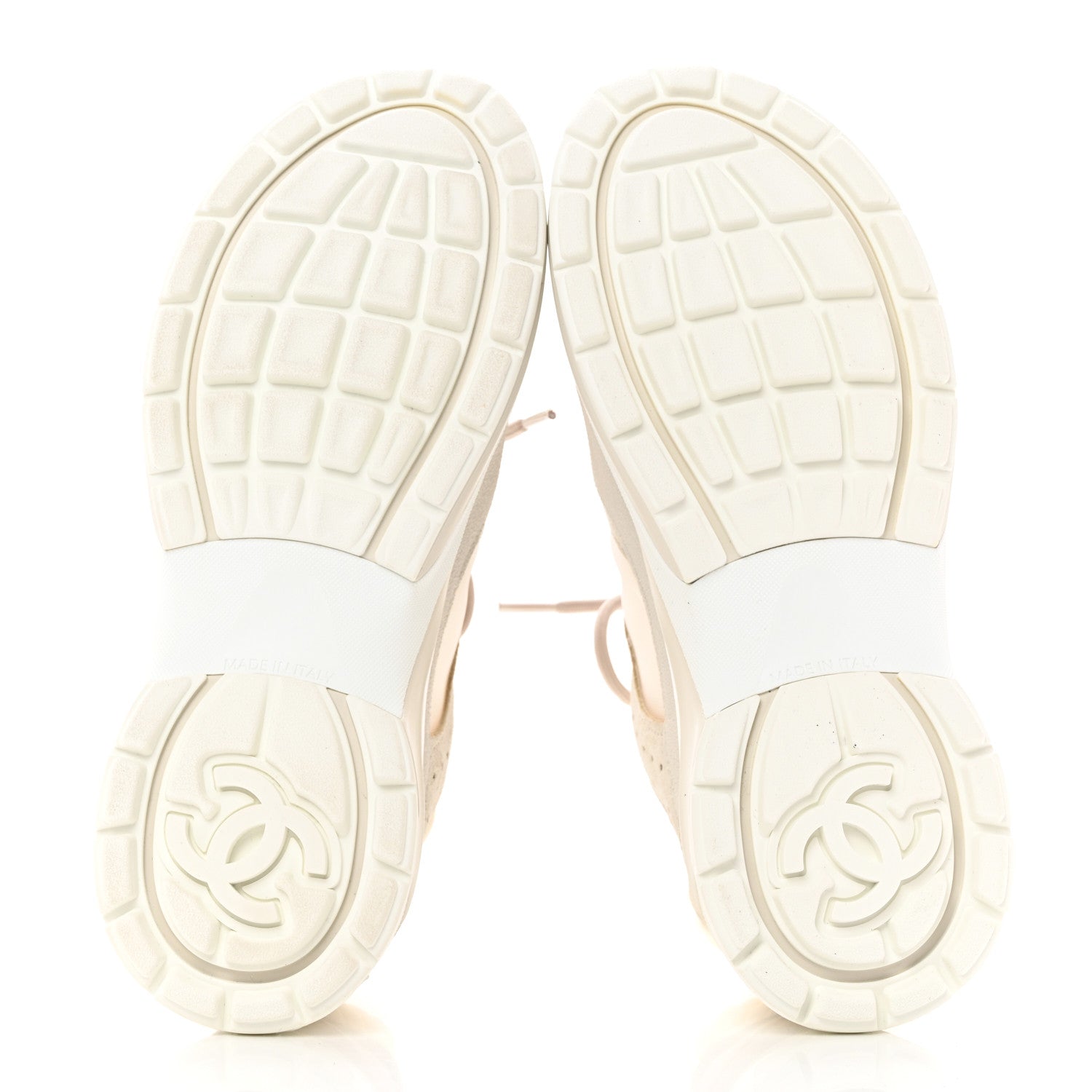 Chanel Suede Calfskin Womens CC Sneakers 38 White 5 of 9