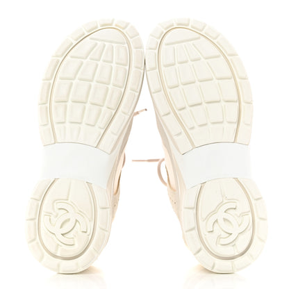 Chanel Suede Calfskin Womens CC Sneakers 38 White 5 of 9