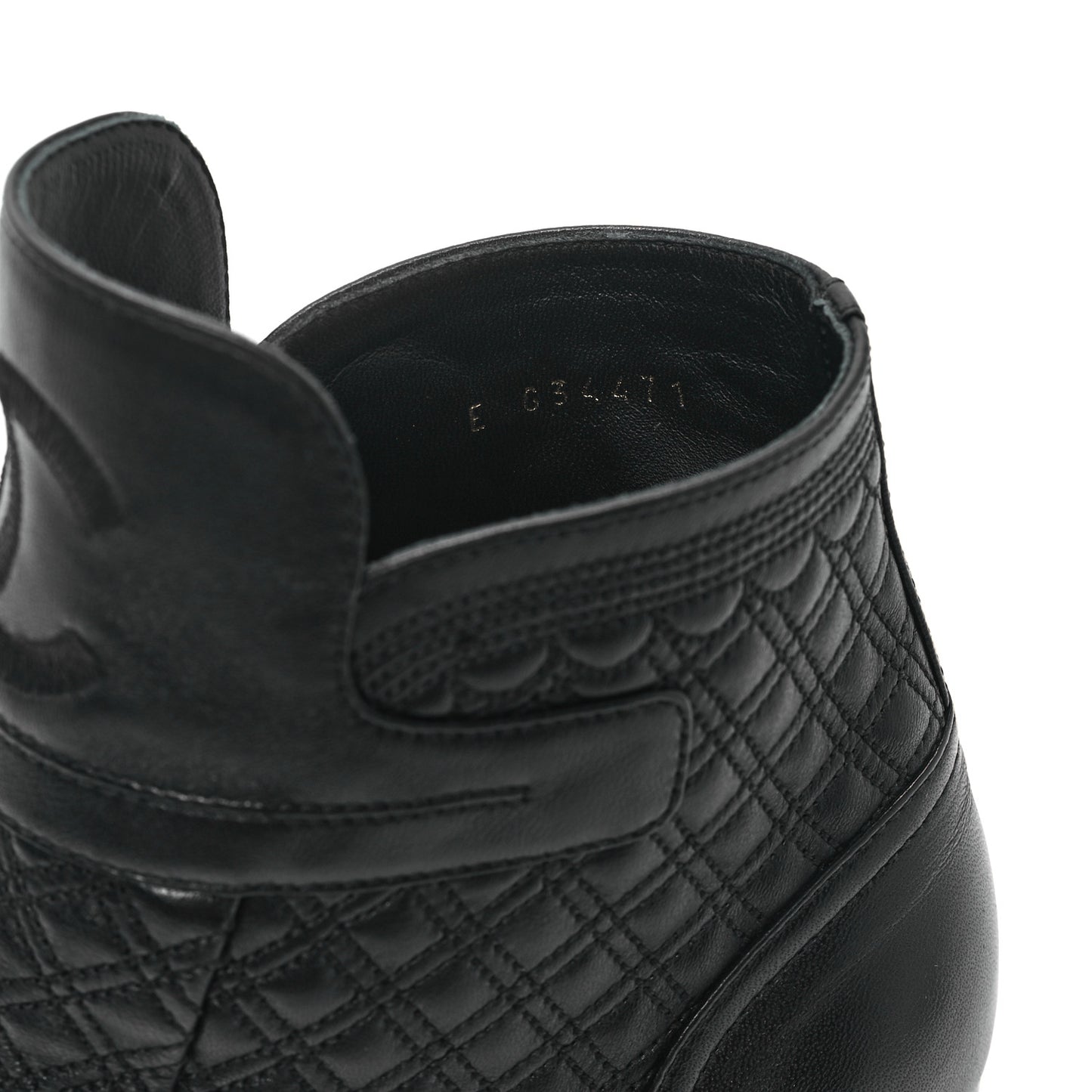 Lambskin Quilted Pearl CC Cap Toe Short Boots 41 Black