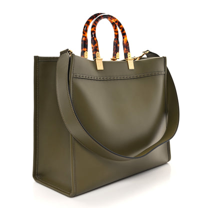 Fendi Vitello King Plexiglass Logo Embossed Medium Fendi Sunshine Shopper Tote Wood 3 of 10