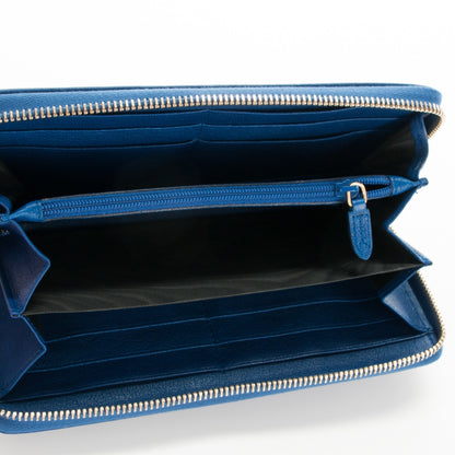 Saint Laurent Sheepskin ChYc Zip Around Wallet Blue 5 of 5