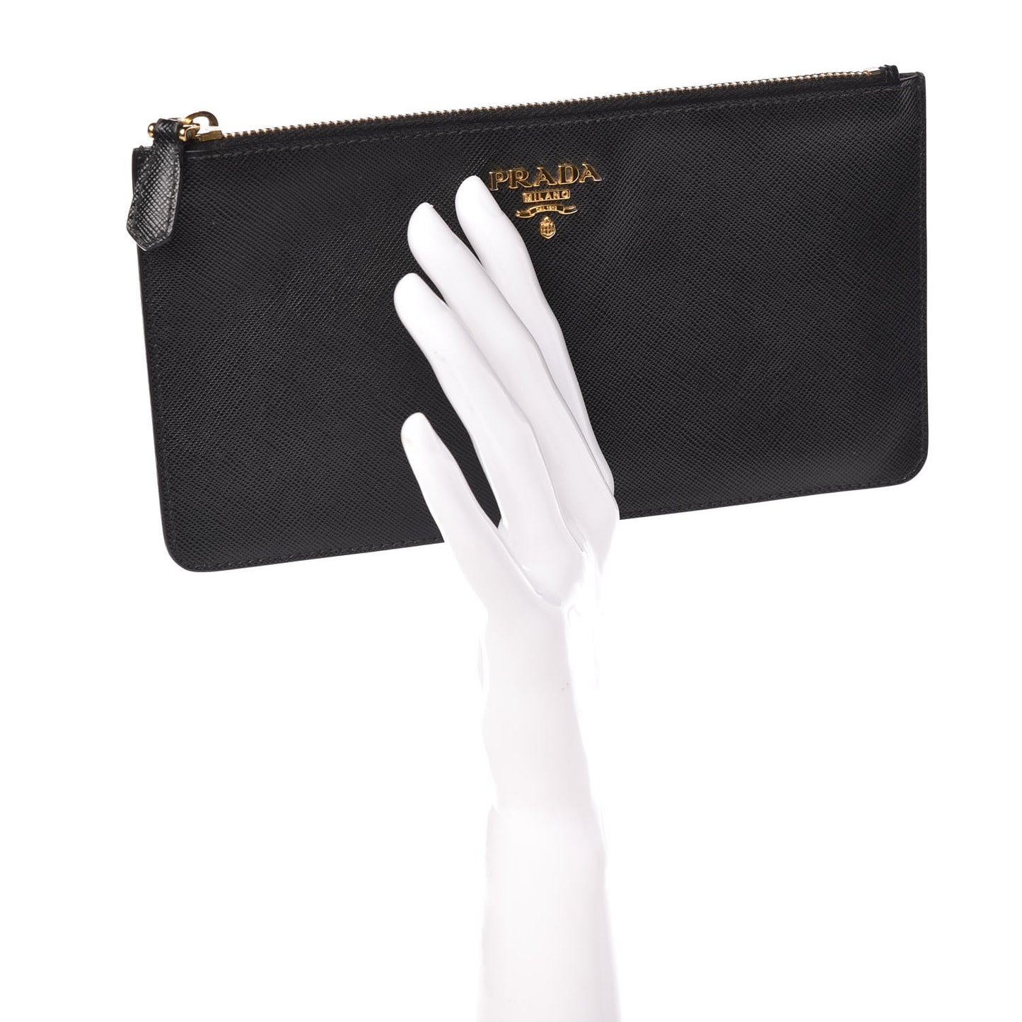 Saffiano Zip Pouch Black