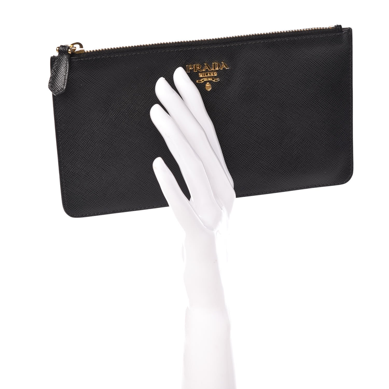 Prada Saffiano Zip Pouch Black 2 of 7