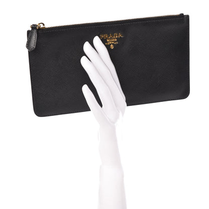Prada Saffiano Zip Pouch Black 2 of 7