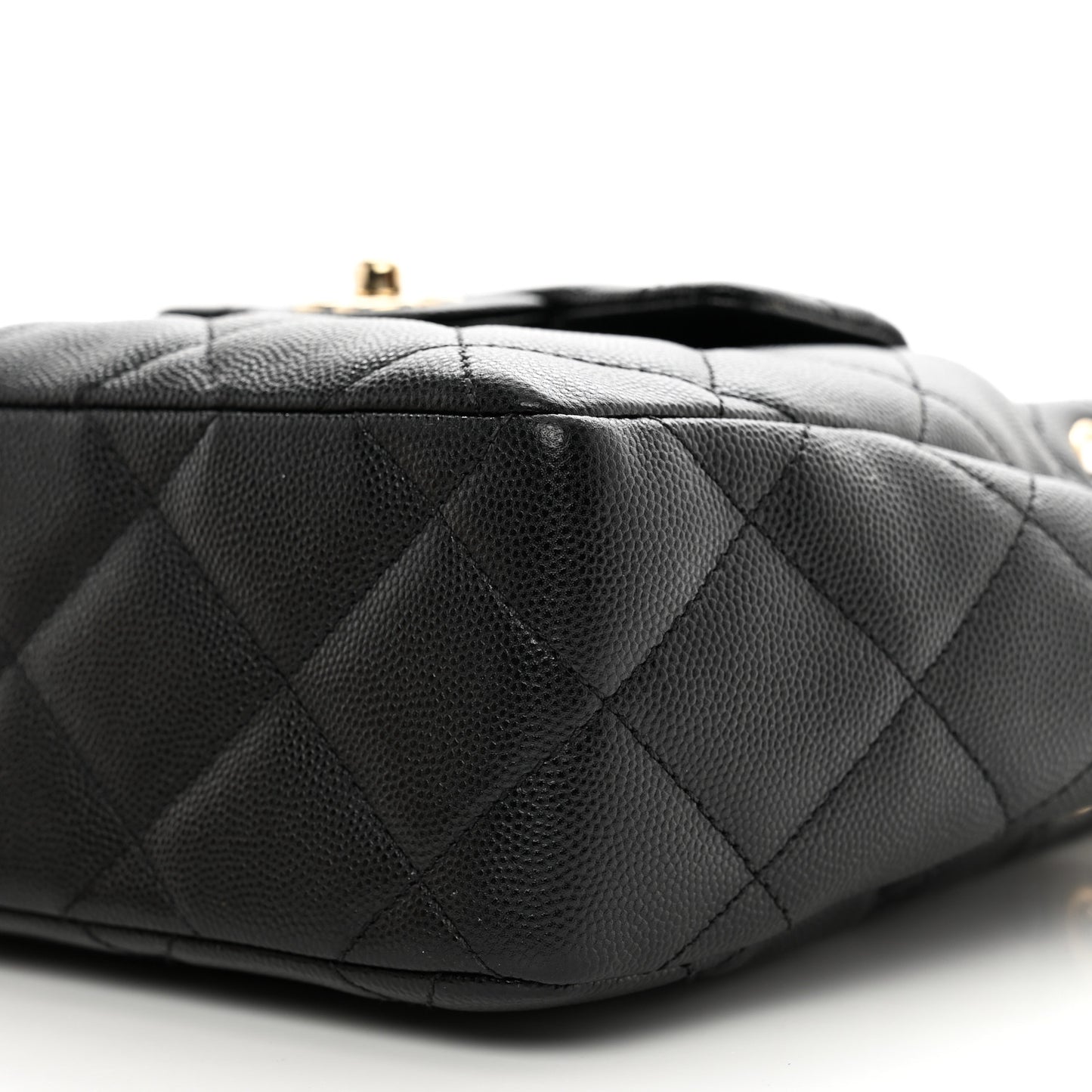 Caviar Quilted Flap Bucket Bag Black