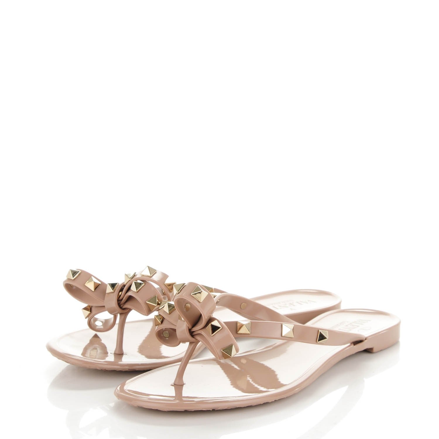 Valentino Garavani PVC Jelly Rockstud Bow Thong Sandals 36 Poudre 3 of 7
