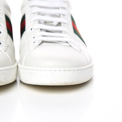 Gucci Calfskin Ayers Bee Embroidered Womens Ace Sneakers 37.5 White Green 12 of 16