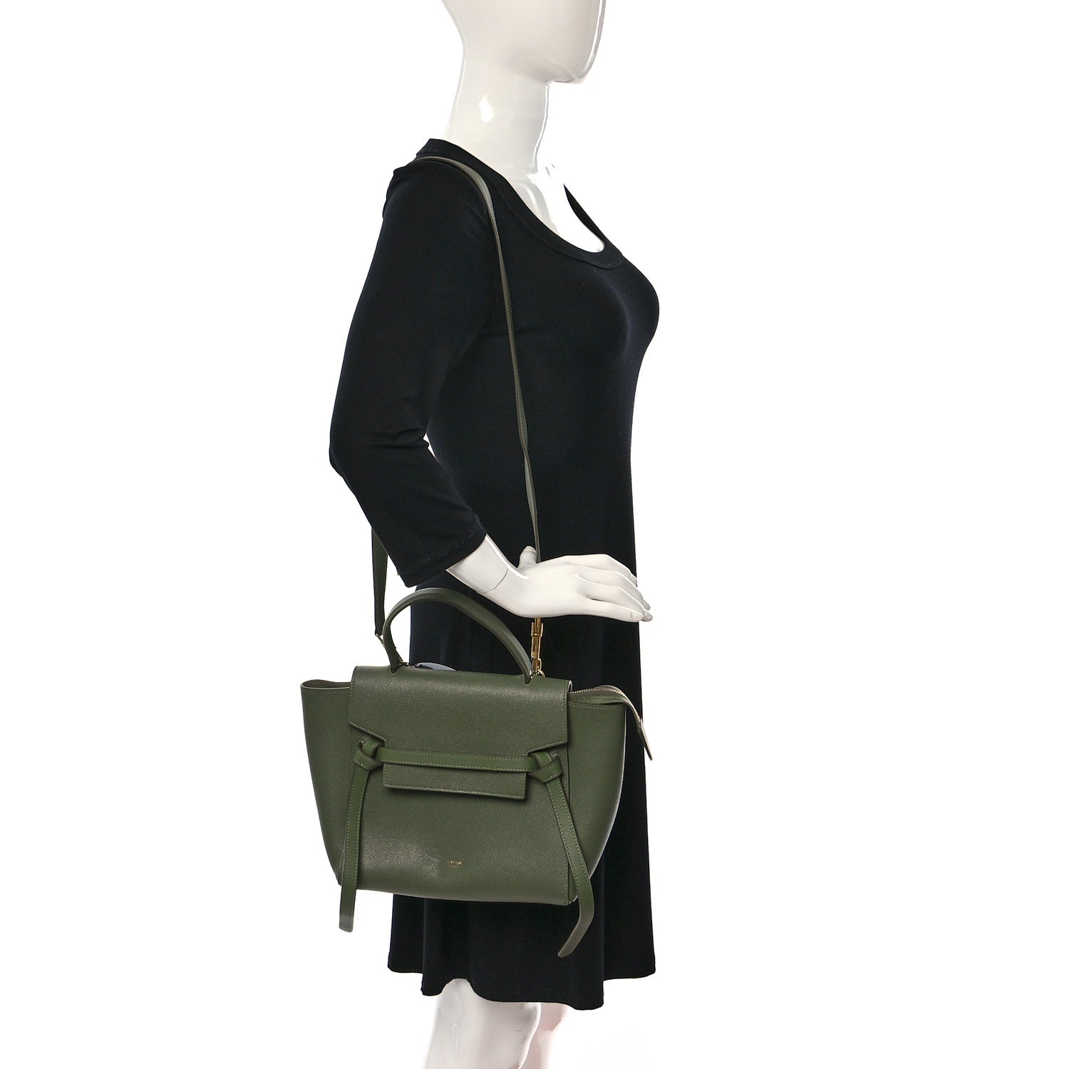 Celine Grained Calfskin Micro Belt Bag Army Green 2 of 10