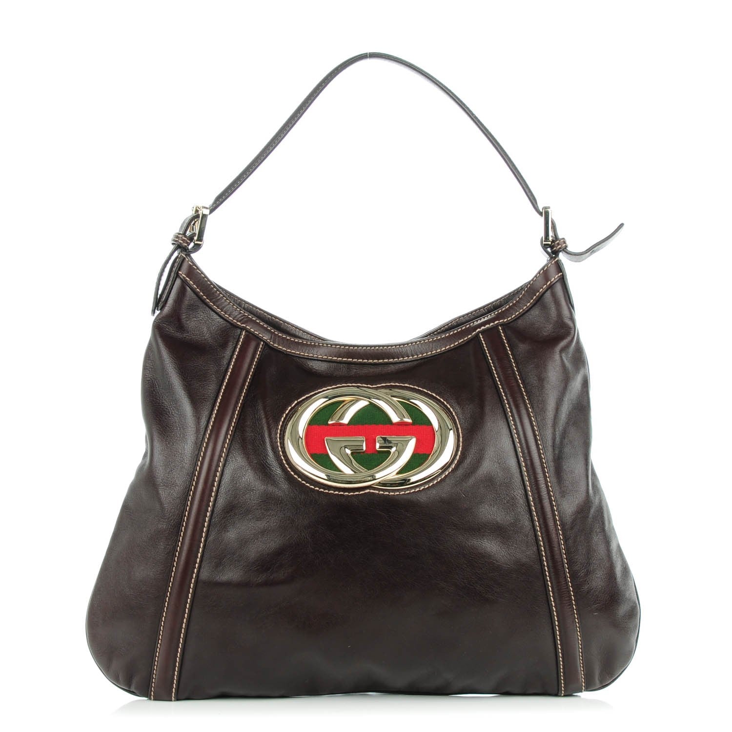 Gucci Calfskin Medium Britt Hobo Dark Brown 1 of 7