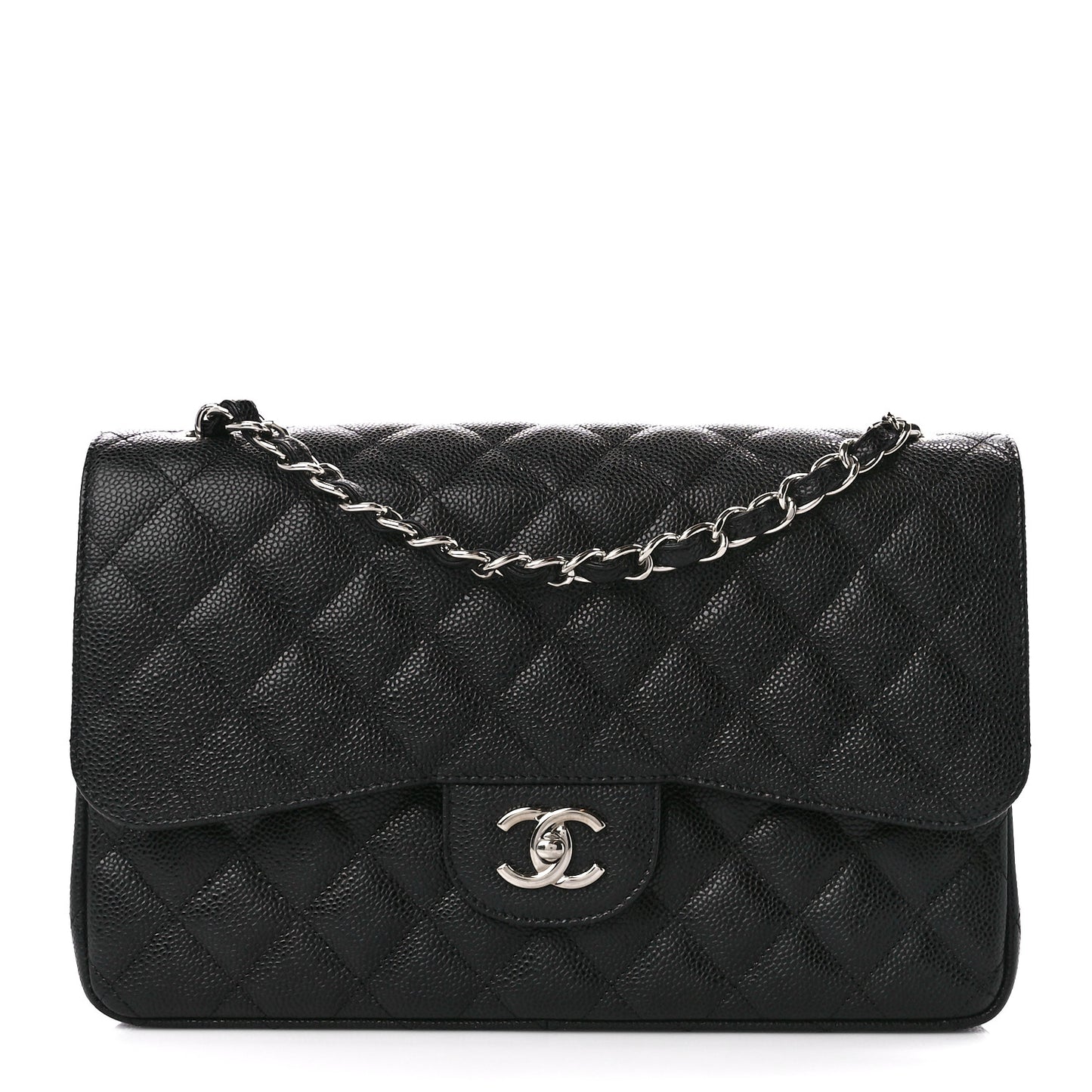 Caviar Quilted Jumbo Double Flap Black