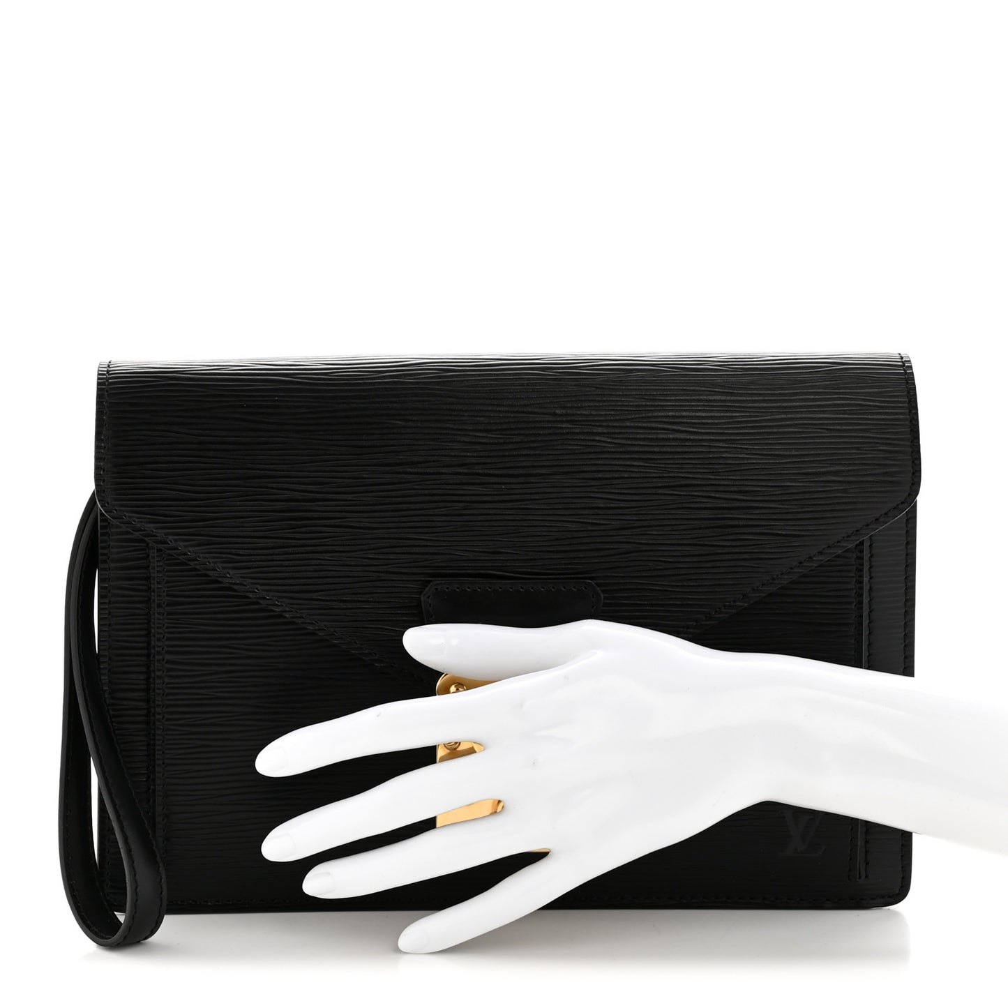 Epi Pochette Sellier Dragonne Clutch Black