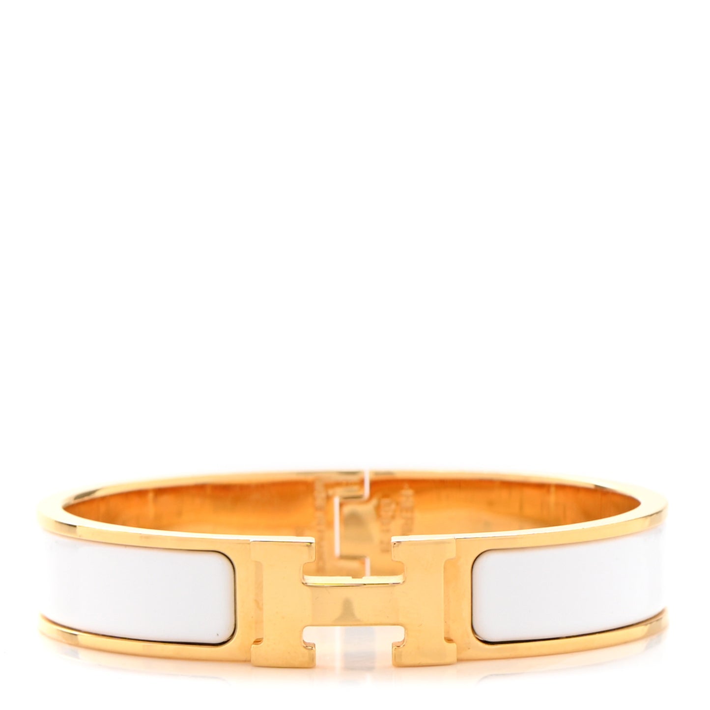 Enamel Narrow Clic Clac H Bracelet PM White
