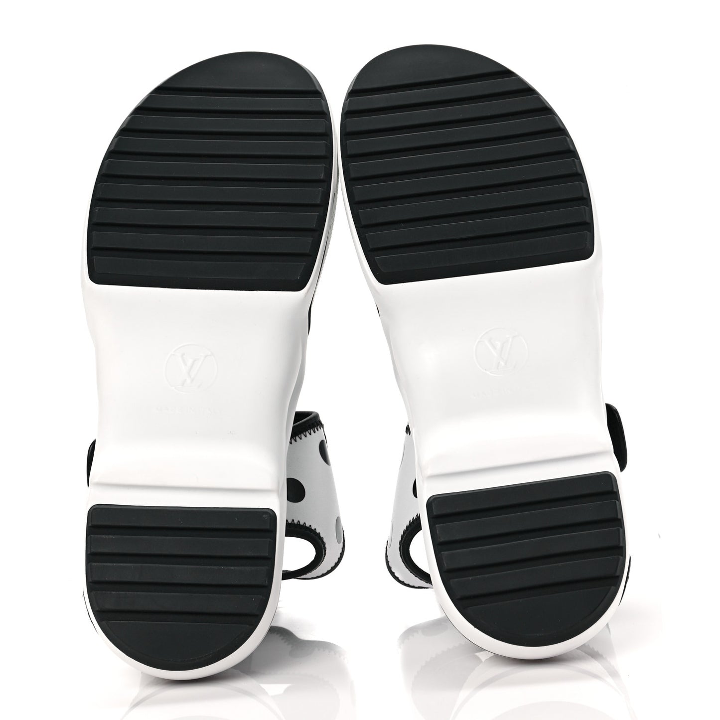 Satin Printed Polka Dot LV Archlight Sandal 40 Black White