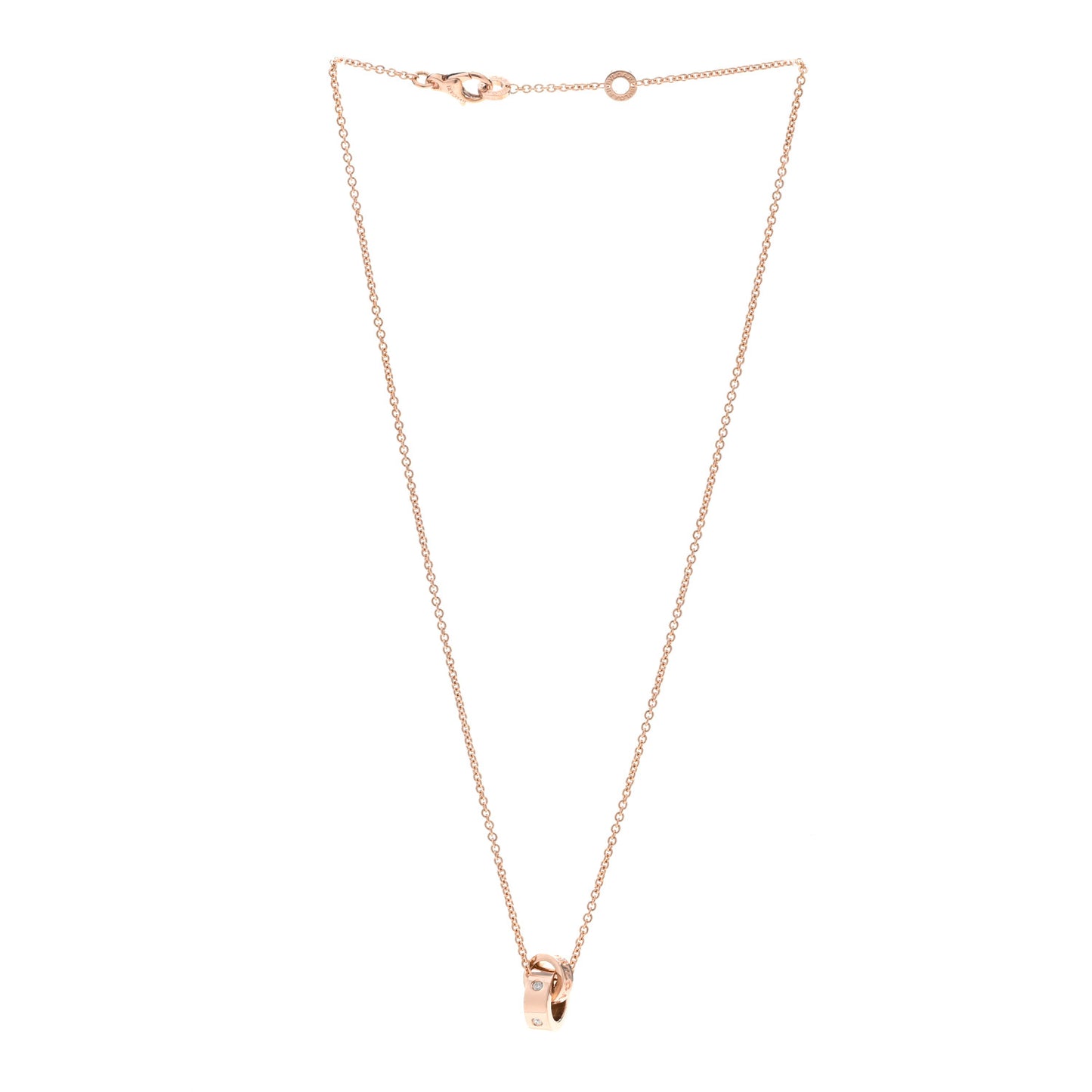 18K Rose Gold Diamond BVLGARI BVLGARI Link Pendant Necklace