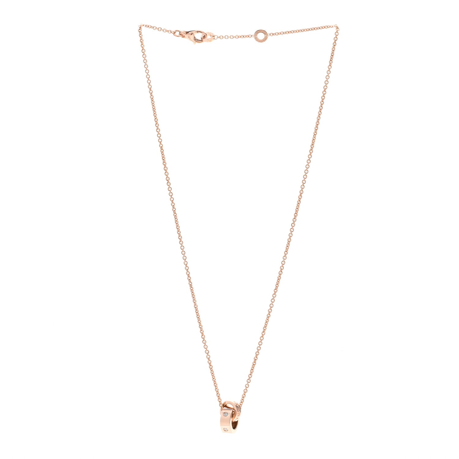 Bulgari 18K Rose Gold Diamond BVLGARI BVLGARI Link Pendant Necklace 3 of 5