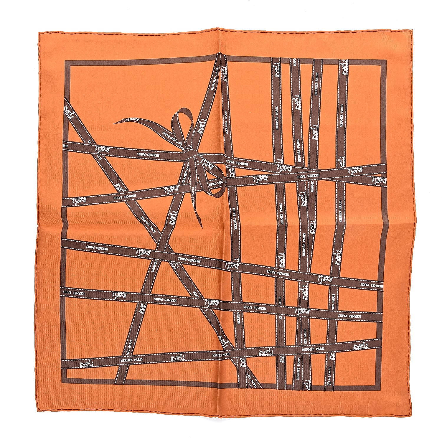Hermes Silk Bolduc Pocket Square Scarf 1 of 4