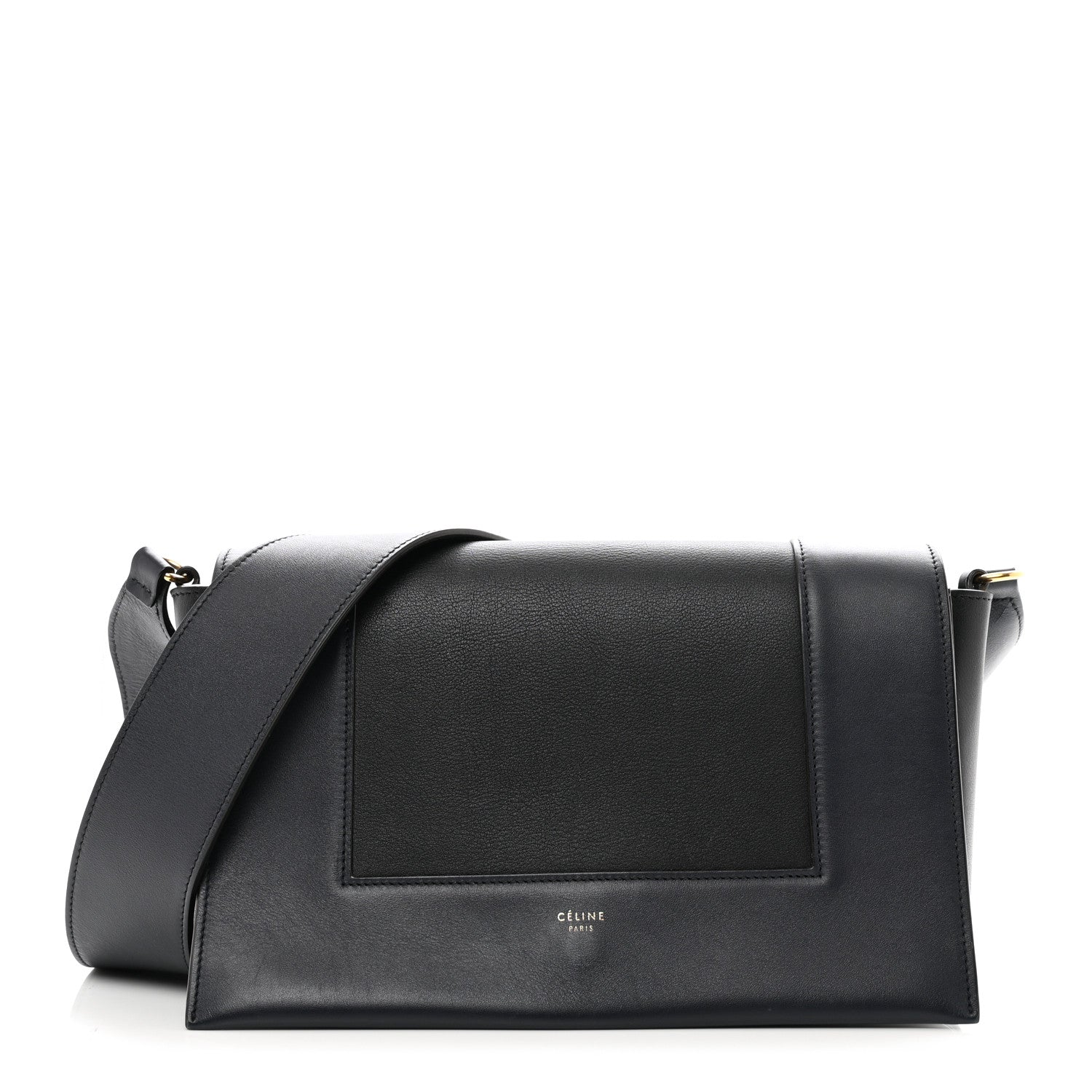 Celine Shiny Smooth Calfskin Medium Frame Shoulder Bag Black Navy 1 of 12