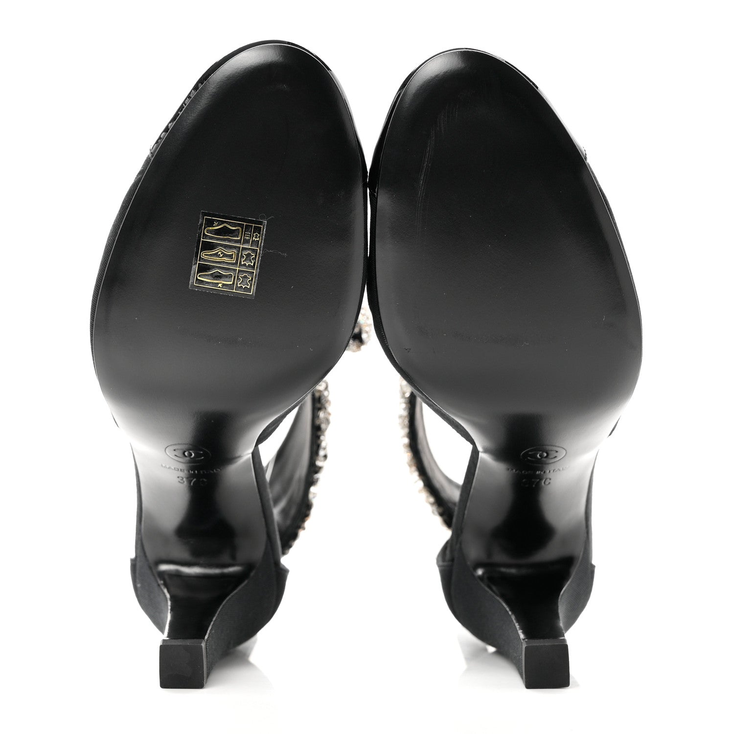 Chanel Grosgrain Patent Cap Toe Bow Crystal Pumps 37 Black 5 of 8