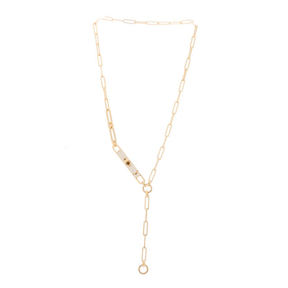Hermes 18K Yellow Gold Diamond Pave PM Kelly Chaine Lariat Necklace ST 3 of 5