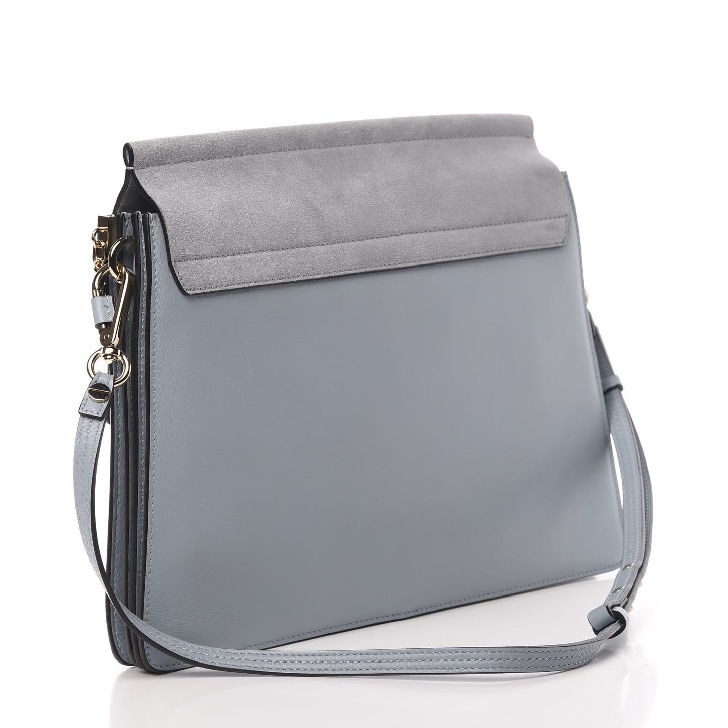 Calfskin Suede Medium Faye Shoulder Bag Washed Blue