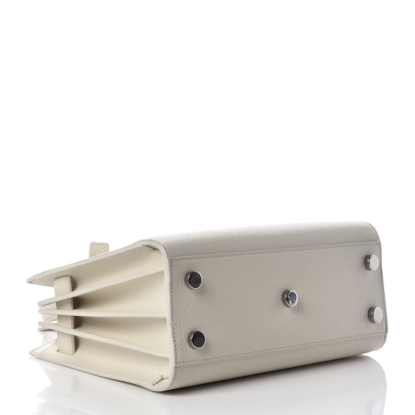 Grained Calfskin Nano Sac de Jour Dove White