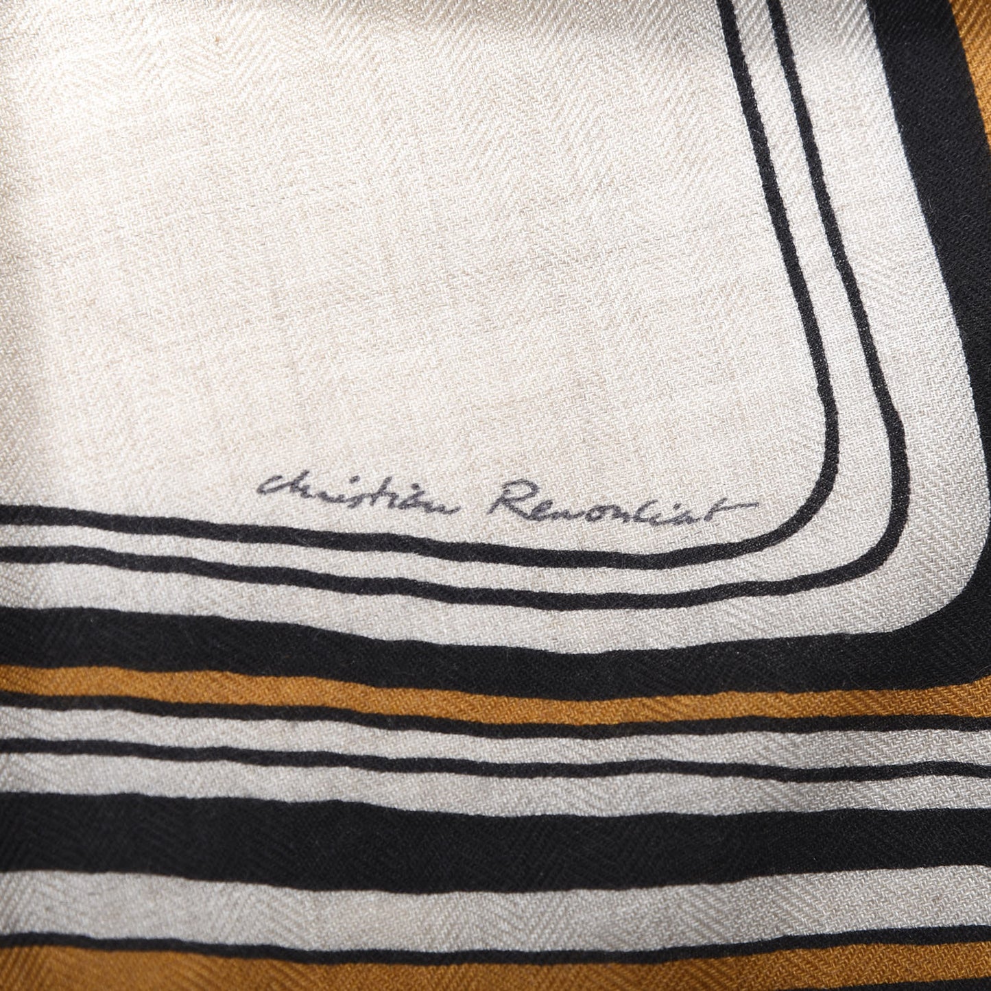 Cashmere Silk Pegase Paysage Shawl 140 Naturel Caramel Black