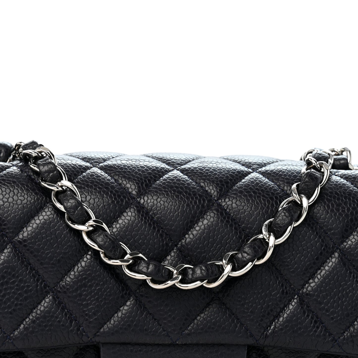 Caviar Quilted Mini Rectangular Flap Navy