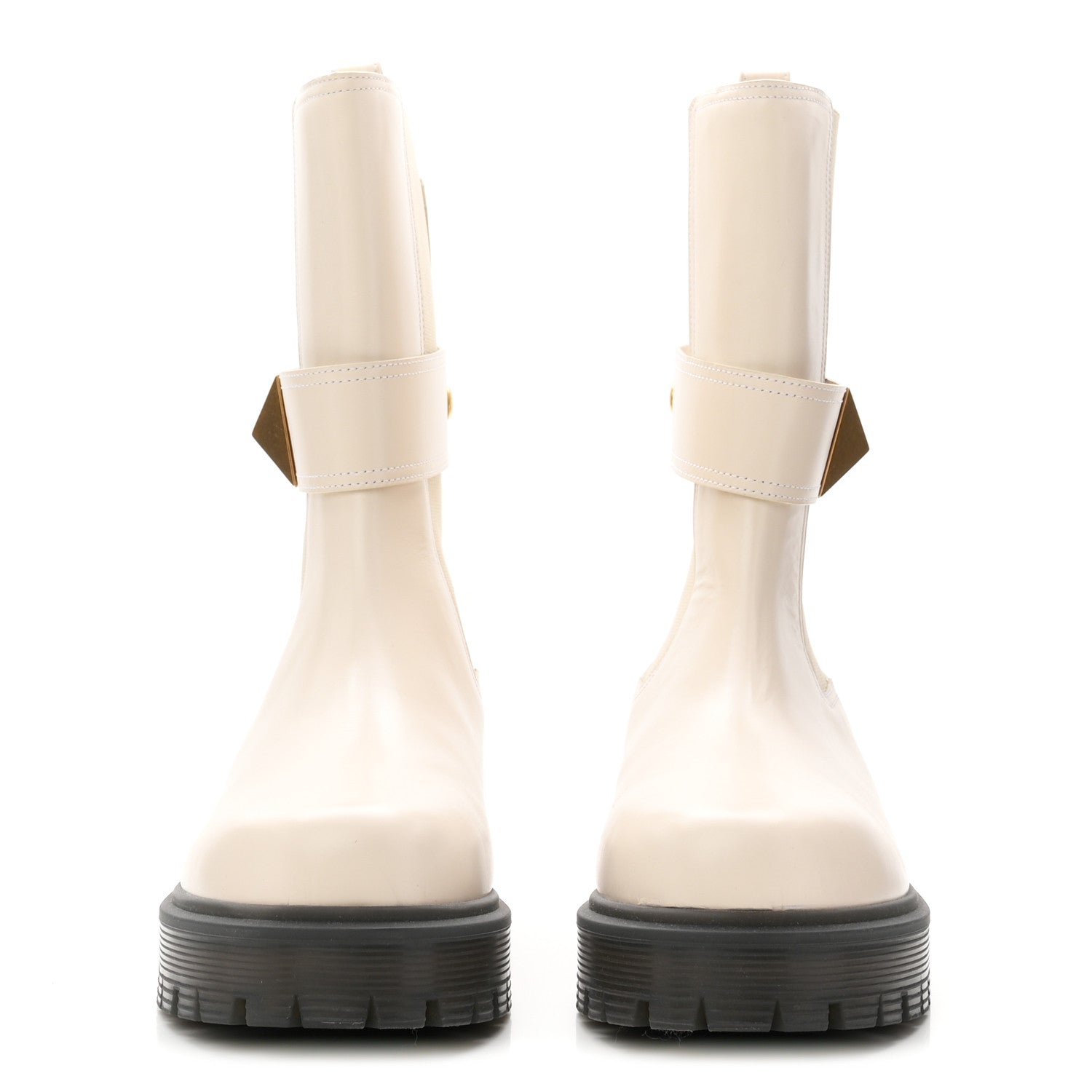 Valentino Garavani Calfskin One Stud Beatle 45mm Boots 41 Light Ivory 3 of 11