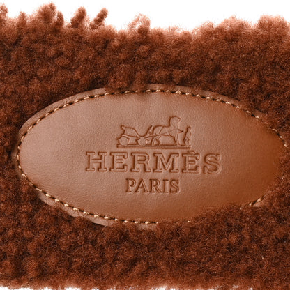 Hermes Woolskin Oran Sandals 36 Cognac 6 of 8