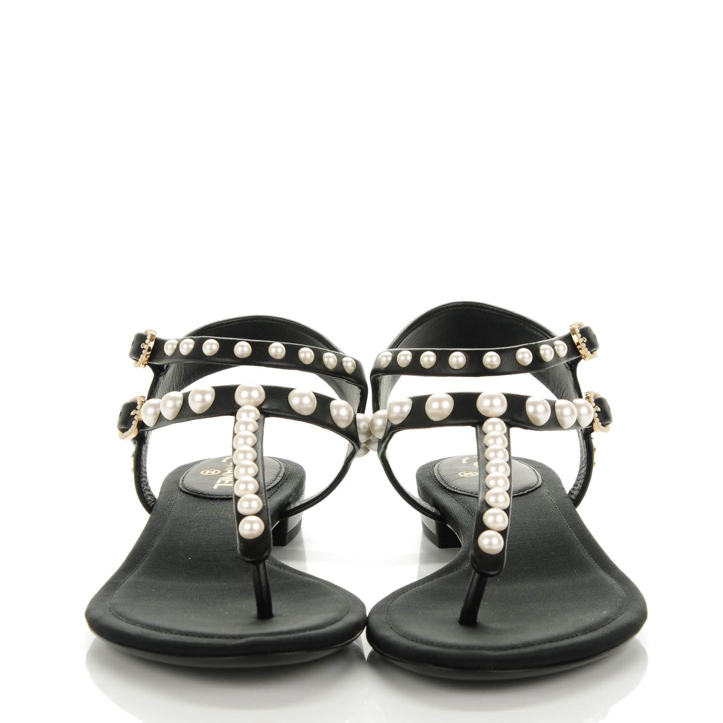Grosgrain Pearl Sandals 37.5 Black