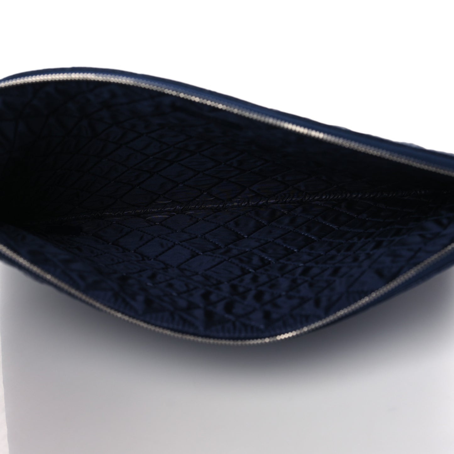 Calfskin Braided Large Cosmetic Case Navy