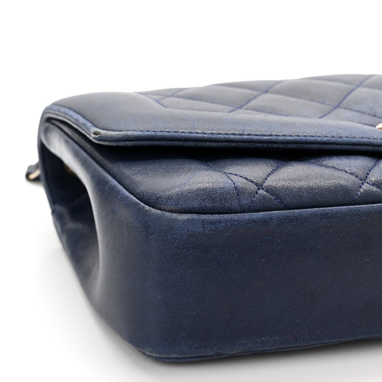 Lambskin Quilted Small Single Flap Blue