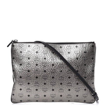MCM Metallic Visetos Original Medium Pouch Silver 1 of 13
