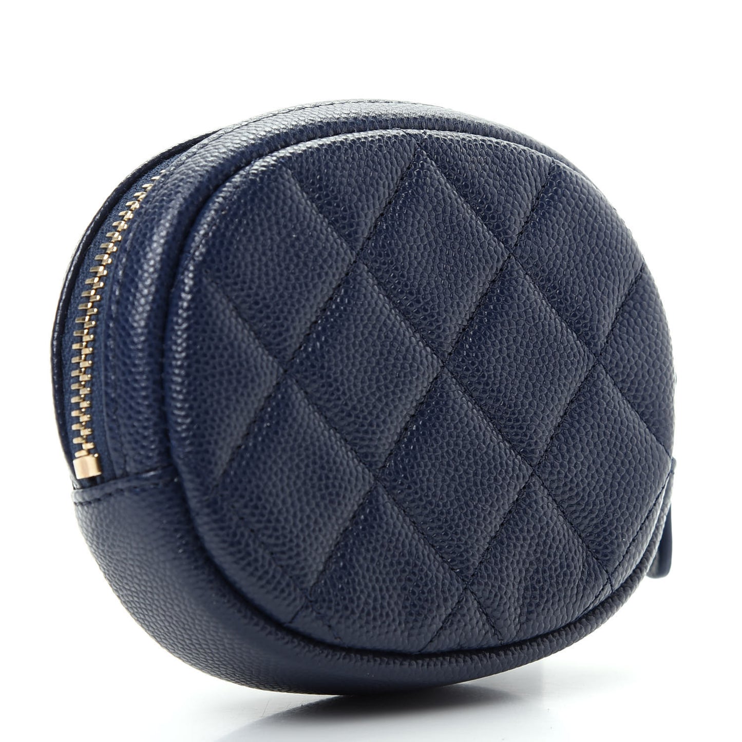 Caviar Quilted Zip Around Classic Coin Purse Navy Blue